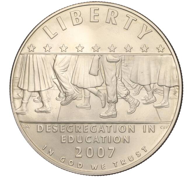 Монета 1 доллар 2007 года P США «Десегрегация в образовании — Школа в Литл-Рок» (Артикул K11-101128)