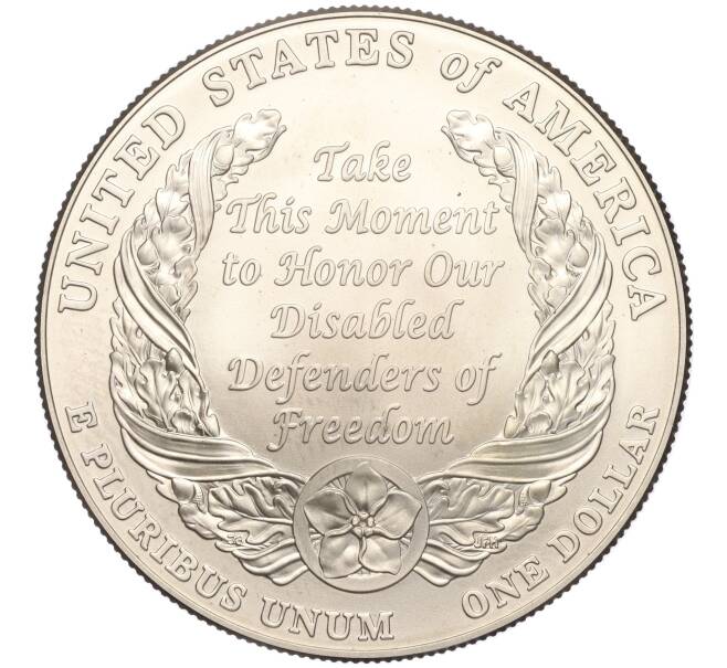 Монета 1 доллар 2010 года W США «Инвалиды войны» (Артикул K11-101131)
