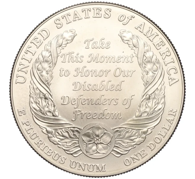 Монета 1 доллар 2010 года W США «Инвалиды войны» (Артикул K11-101131)