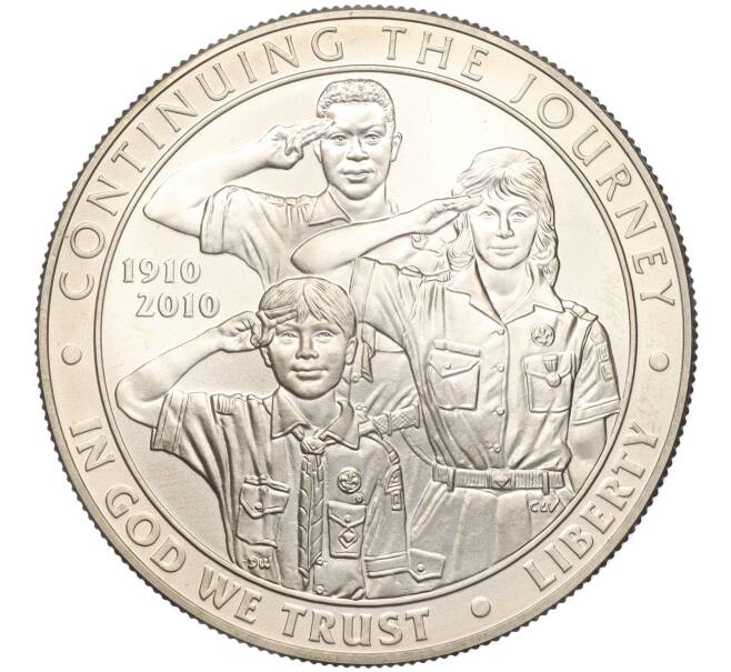 Монета 1 доллар 2010 года P США «100 лет бойскаутам Америки» (Артикул K11-101132)
