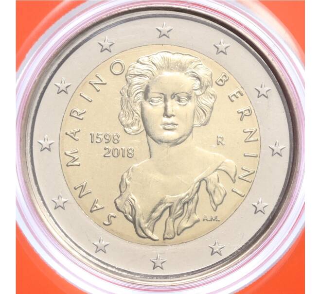 Монета 2 евро 2018 года Сан-Марино «420 лет со дня рождения Джованни Лоренцо Бернини» (В буклете) (Артикул M2-67305)