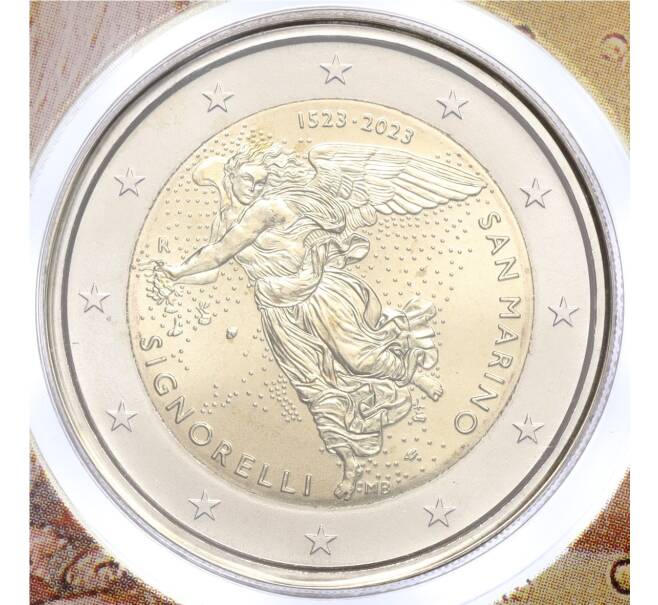Монета 2 евро 2023 года Сан-Марино «500 лет со дня смерти Луки Синьорелли» (В буклете) (Артикул M2-67307)