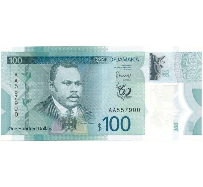 Банкнота 100 долларов 2022 года Ямайка «60 лет Ямайке» (Артикул B2-11112)