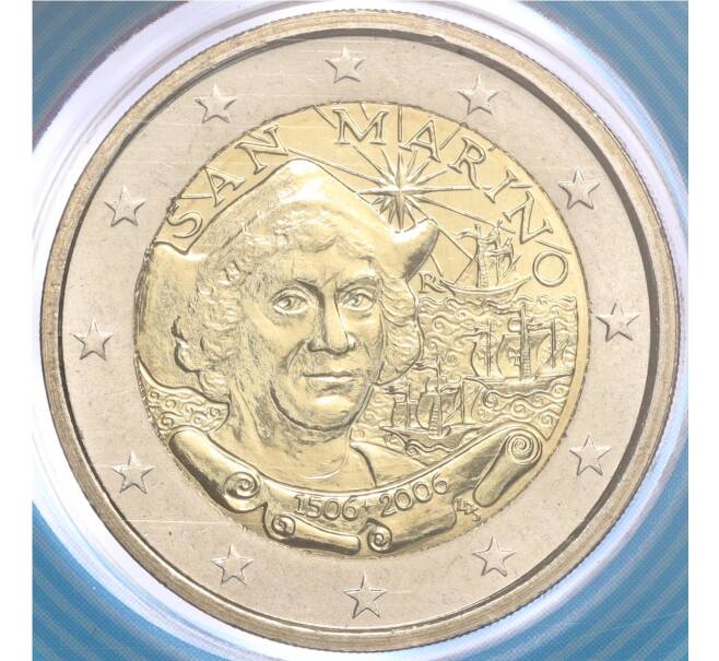 Монета 2 евро 2006 года Сан-Марино «500 лет со дня смерти Христофора Колумба» (в буклете) (Артикул: M2-67345) — Фото №1