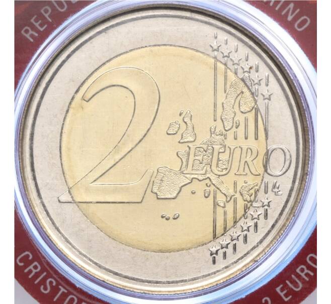 Монета 2 евро 2006 года Сан-Марино «500 лет со дня смерти Христофора Колумба» (в буклете) (Артикул: M2-67345) — Фото №2