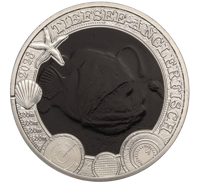 Монета 3 евро 2023 года Австрия «Светящаяся морская жизнь — Рыба удильщик (Морской черт)» (Артикул: M2-67347) — Фото №1