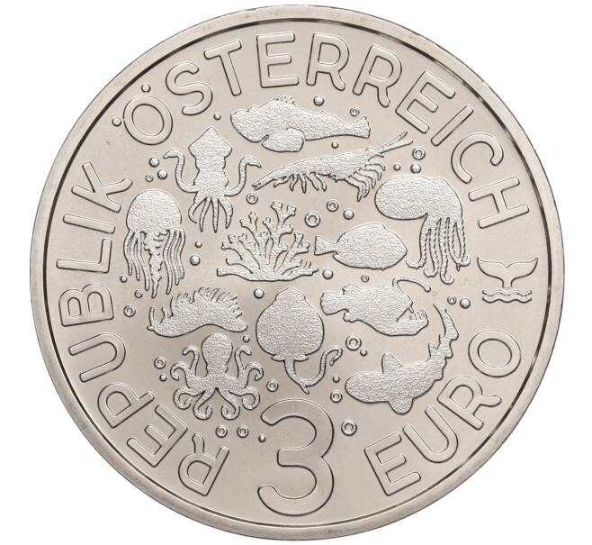 Монета 3 евро 2023 года Австрия «Светящаяся морская жизнь — Рыба удильщик (Морской черт)» (Артикул: M2-67347) — Фото №2