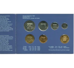 Годовой набор из 7 монет 1990 года Нидерланды в буклете