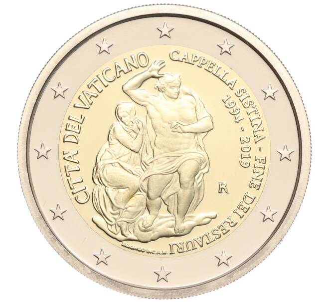 Монета 2 евро 2019 года Ватикан «25 лет завершению реставрации Сикстинской капеллы» (Артикул M2-67403)