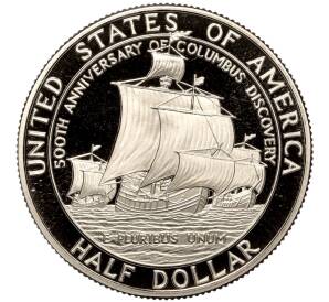 1/2 доллара (50 центов) 1992 года S США «500 лет путешествию Колумба» — Фото №2