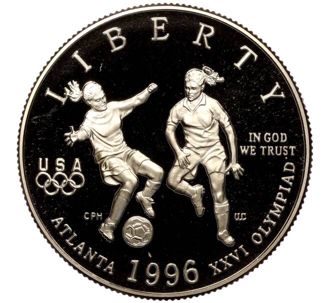 Монета 1/2 доллара (50 центов) 1996 года S США «XXVI летние Олимпийские Игры 1996 в Атланте — Футбол» (Артикул M2-67426)
