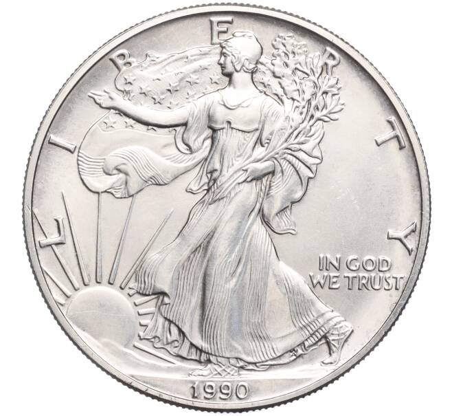 Монета 1 доллар 1990 года США «Шагающая Свобода» (Артикул: K11-101487) — Фото №1