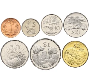 Набор из 7 монет 1997-2002 года Зимбабве