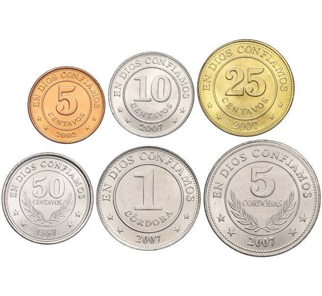Набор из 6 монет 1997-2007 года Никарагуа (Артикул M3-1262)