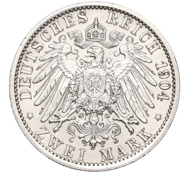 Монета 2 марки 1904 года Германия (Гессен) «400 лет со дня рождения Филиппа I Великодушного» (Артикул M2-67517)