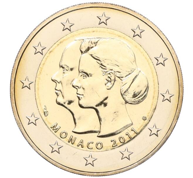 Монета 2 евро 2011 года Монако «Свадьба Князя Монако Альбера II и Шарлин Уиттсток» (Артикул: M2-67551) — Фото №1
