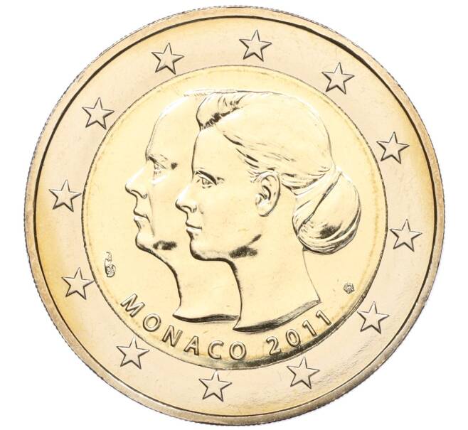 Монета 2 евро 2011 года Монако «Свадьба Князя Монако Альбера II и Шарлин Уиттсток» (Артикул: M2-67552) — Фото №1