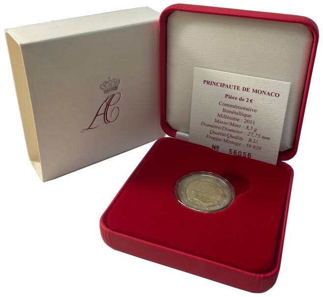Монета 2 евро 2011 года Монако «Свадьба Князя Монако Альбера II и Шарлин Уиттсток» (Артикул: M2-67552)