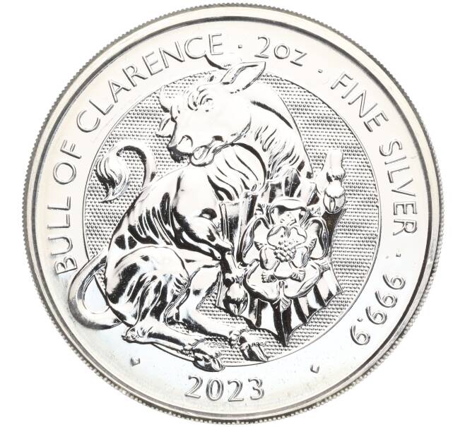 Монета 5 фунтов 2023 года Великобритания (Карл III) «Звери Тюдоров — Бык Кларенса» (Артикул M2-67845)