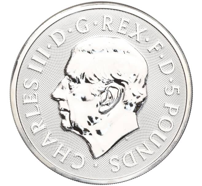Монета 5 фунтов 2023 года Великобритания (Карл III) «Звери Тюдоров — Бык Кларенса» (Артикул M2-67846)