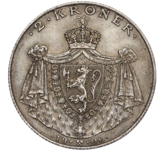 Монета 2 кроны 1906 года Норвегия «Первая годовщина независимости Норвегии» (Артикул: M2-67874) — Фото №2