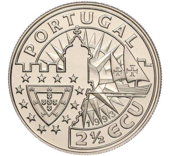 Монета 2 1/2 экю 1993 года Португалия «Европа и Новый Свет — Бартоломеу Диаш» (Артикул: M2-67993) — Фото №2