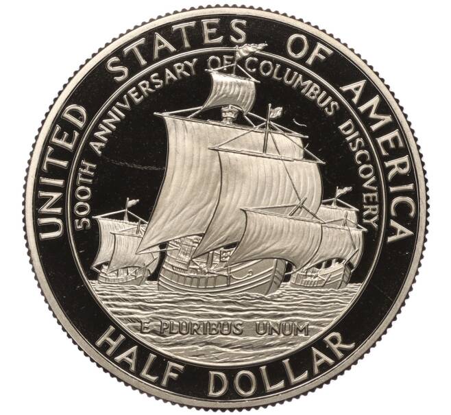Монета 1/2 доллара 1992 года S США «500 лет путешествию Колумба» (Артикул K27-84164)