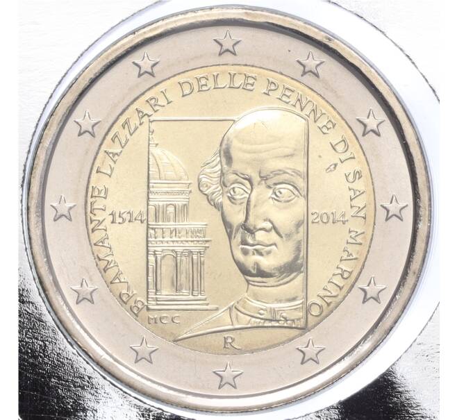 Монета 2 евро 2014 года Сан-Марино «500 лет со дня смерти Донато Браманте» (в конверте) (Артикул: M2-68008) — Фото №1