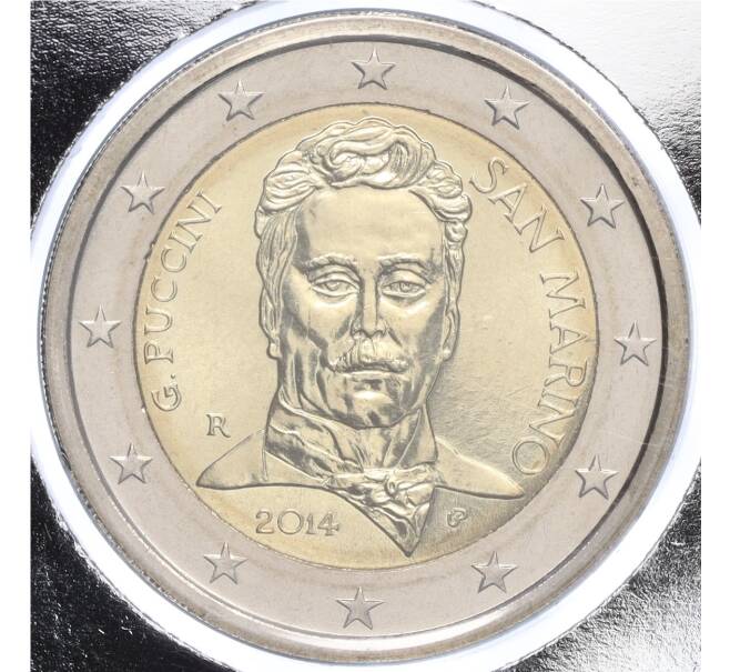 Монета 2 евро 2014 года Сан-Марино «90 лет со дня смерти Джакомо Пуччини» (в конверте) (Артикул: M2-68011) — Фото №1