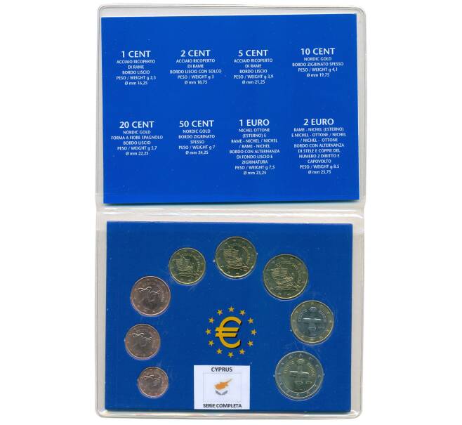 Годовой набор из 8 евромонет 2015 года Кипр (Артикул M3-1275)