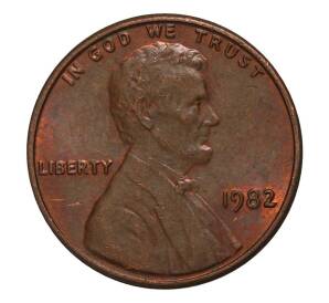 1 цент 1982 года Старый металл (вес 3.11 гр) — Цифры даты большие — Фото №1