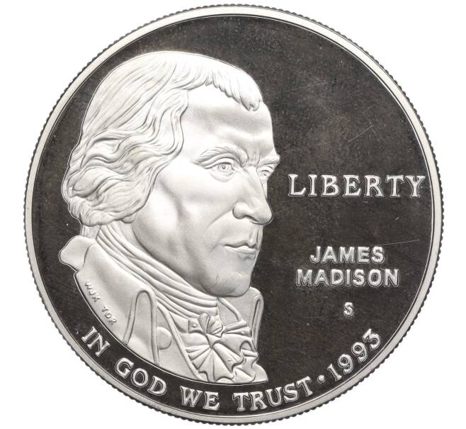 Монета 1 доллар 1993 года S США «Билль о правах — Джеймс Мэдисон» (Артикул M2-68098)