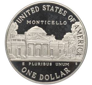 1 доллар 1993 года S США «250 лет со дня рождения Томаса Джефферсона»