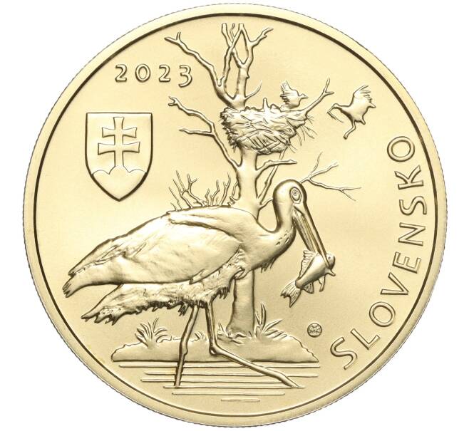 Монета 5 евро 2023 года Словакия «Черный аист» (Артикул M2-68255)