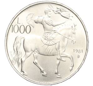 1000 лир 1981 года Сан-Марино «2000 лет со дня смерти Виргилия» — Фото №1