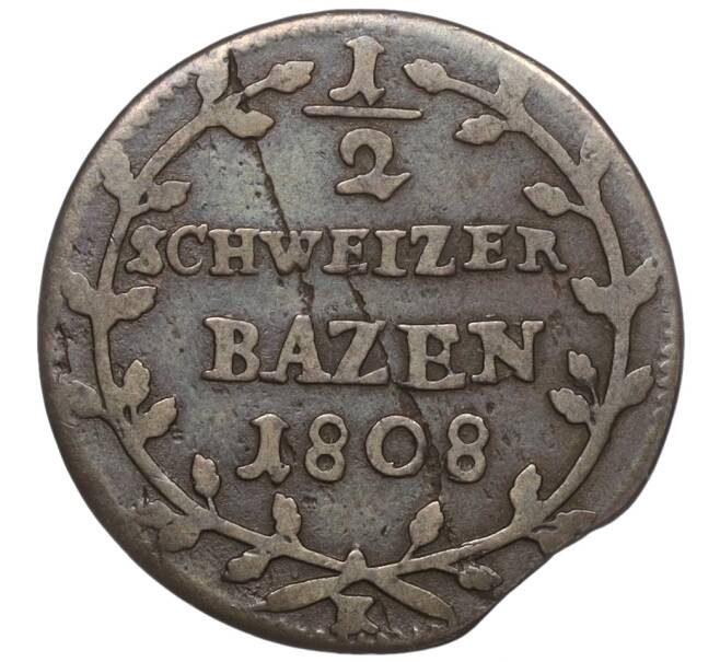 Монета 1/2 батцена 1808 года Швейцария — кантон Санкт-Галлен (Артикул K11-102816)
