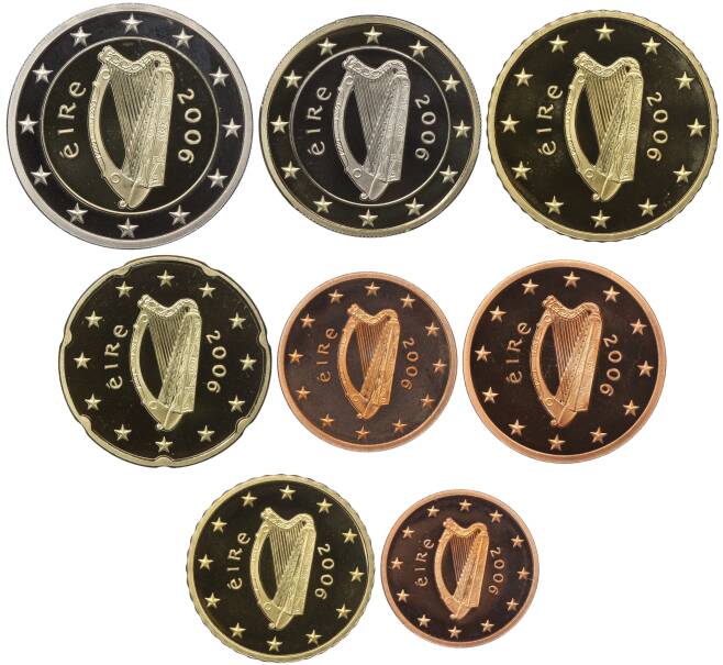 Набор из 8 евромонет 2006 года Ирландия (Артикул M3-1317)