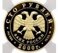 Монета 100 рублей 2000 года СПМД «Сохраним наш мир — Снежный барс» в слабе NGC (PF69 ULTRA CAMEO) (Артикул M1-56147)