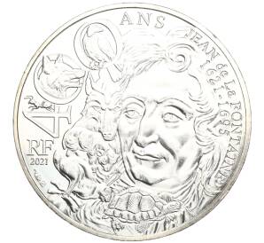 10 евро 2021 года Франция «400 лет со дня рождения Жана де Лафонтена» (в буклете)
