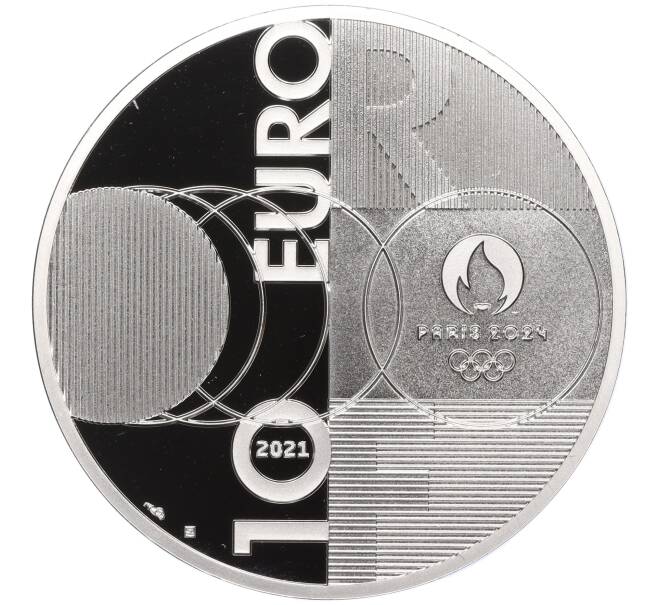 Монета 10 евро 2021 года Франция «XXXIII летние Олимпийские игры в Париже 2024 — Эстафета Токио-Париж» (Артикул: M2-68386) — Фото №2