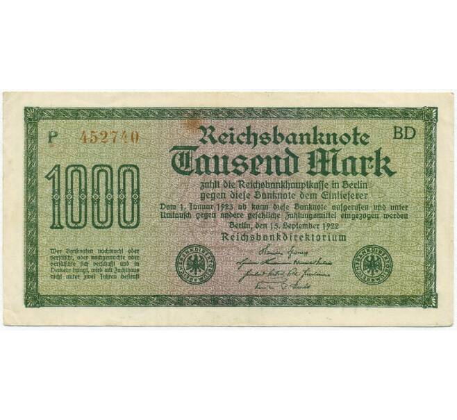 Банкнота 1000 марок 1922 года Германия (Артикул: B2-11906) — Фото №1