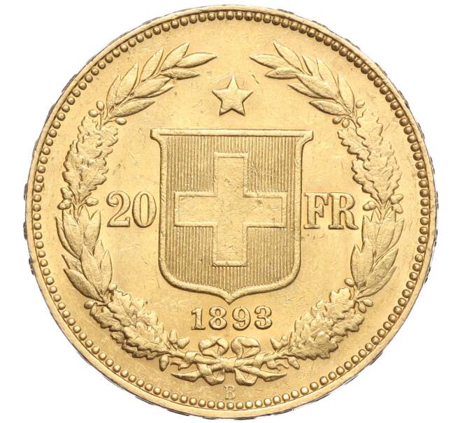 Монета 20 франков 1893 года Швейцария (Артикул: M2-68535) — Фото №1