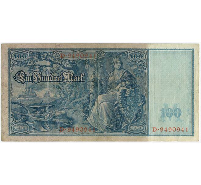 Банкнота 100 марок 1910 года Германия (Красные номера и печати) (Артикул: B2-12338) — Фото №2