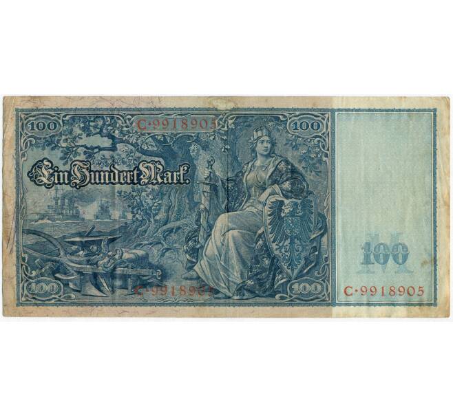 Банкнота 100 марок 1910 года Германия (Красные номера и печати) (Артикул: B2-12348) — Фото №2