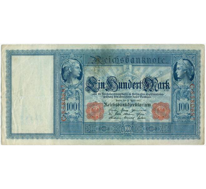 Банкнота 100 марок 1910 года Германия (Красные номера и печати) (Артикул B2-12366)