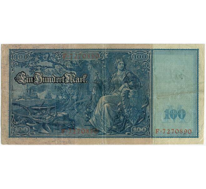 Банкнота 100 марок 1910 года Германия (Красные номера и печати) (Артикул B2-12369)