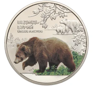 5 гривен 2022 года Украина «Чернобыльский радиационно-экологический биосферный заповедник — Бурый медведь»