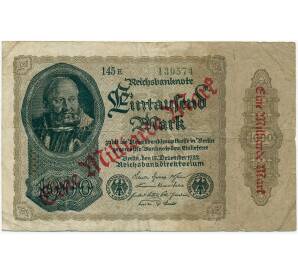 1 миллиард марок 1923 года Германия (Надпечатка на 1000 марок 1922 года)