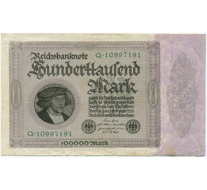 Банкнота 100000 марок 1923 года Германия (Артикул: B2-12628) — Фото №1