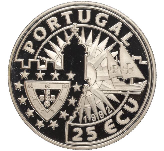 Монета 25 экю 1992 года Португалия «Европа и Новый Свет — Жуан II» (Артикул K27-84376)